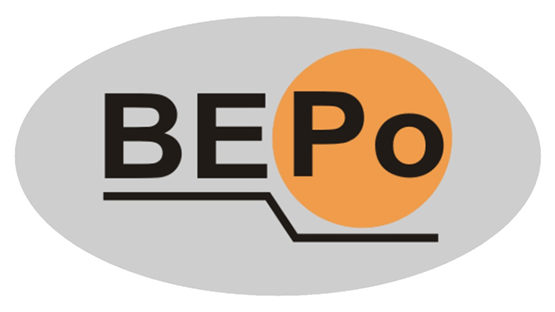 BEPo logo: black lettering on a gray background with an orange ball.