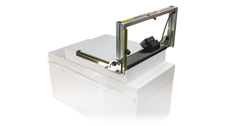 A Bosch Professional cutting device on a white work surface.