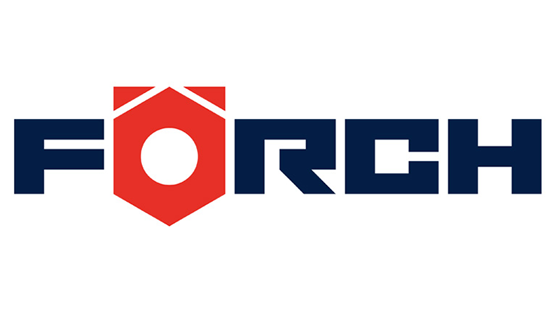 Logo of Förch with a red shield and blue lettering.