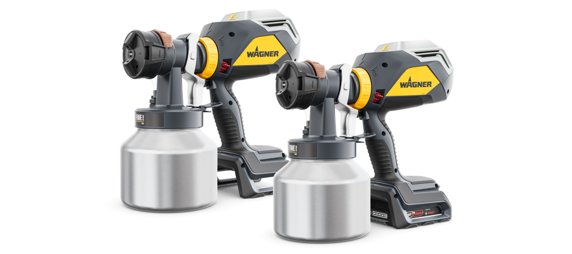 Two yellow Wagner spray devices with silver containers.