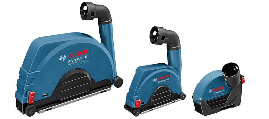 Three blue Bosch Professional tools arranged in different sizes.