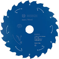 A blue Bosch Professional circular saw blade with sharp teeth.