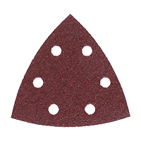 Sanding Solutions Triangular Bosch Professional sanding sheet in red with holes.