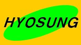 Hyosung logo in black text on a green background.