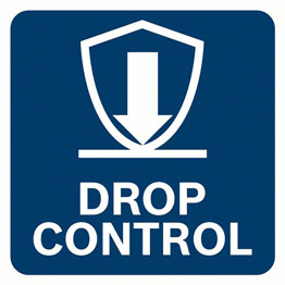 A blue sign with a white arrow and the text "DROP CONTROL".
